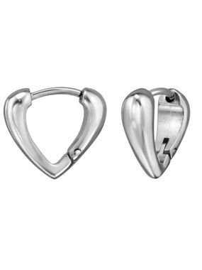 Stainless Steel Silver Triangle Huggie Hoop Earrings 12mm Geometric